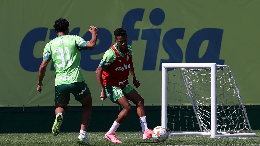 Estêvão treina com o grupo no Palmeiras; Dudu não tem lesão diagnosticada | palmeiras | ge