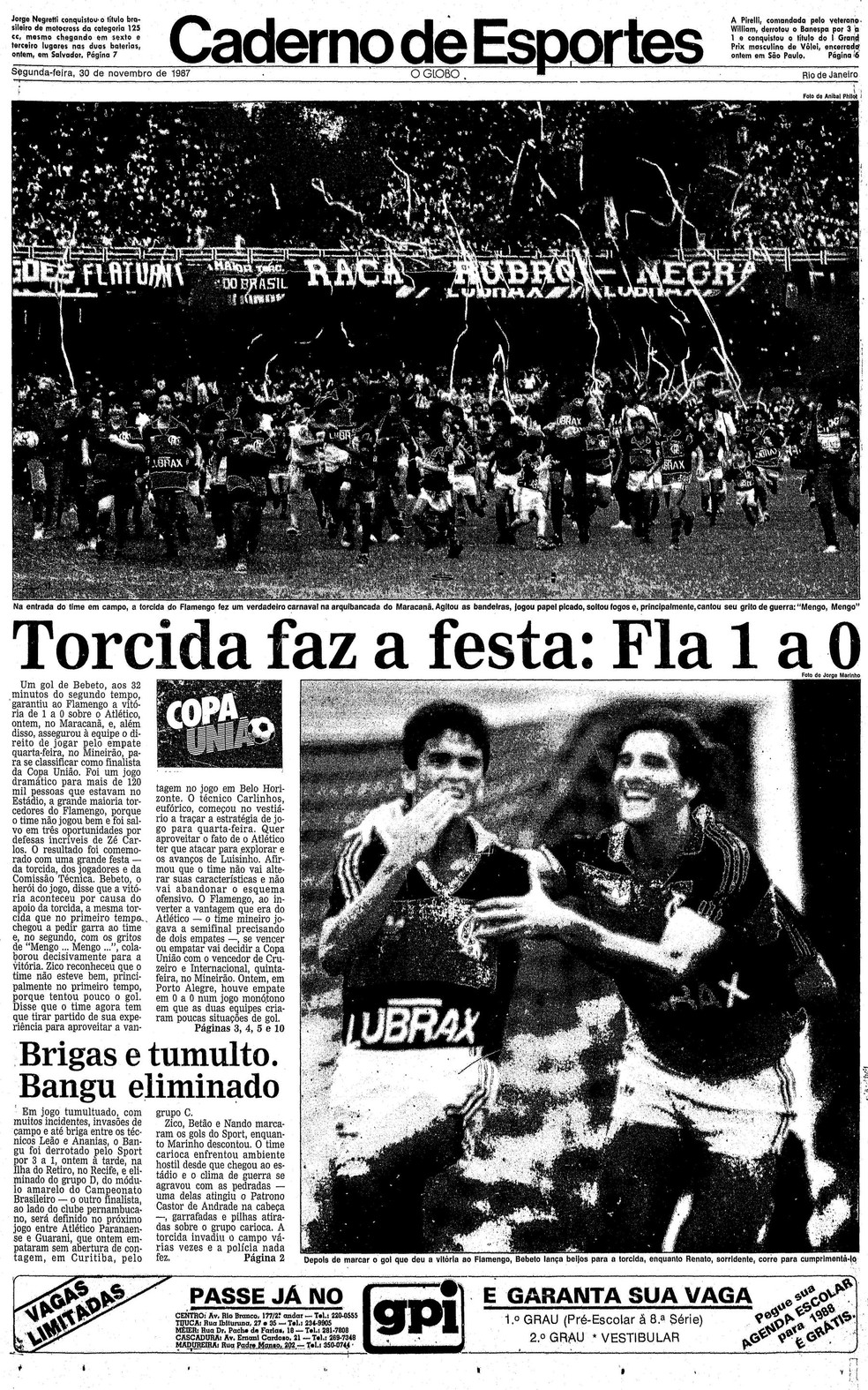 Decisivo pelo Flamengo em 87 no Rio e em BH, Bebeto elogia Galo, mas frisa: "Mengão é Mengão" | flamengo | ge