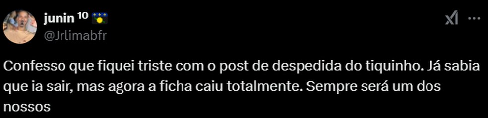 "Sempre será um dos nossos": veja reações de torcedores do Botafogo à saída de Tiquinho Soares | botafogo | ge