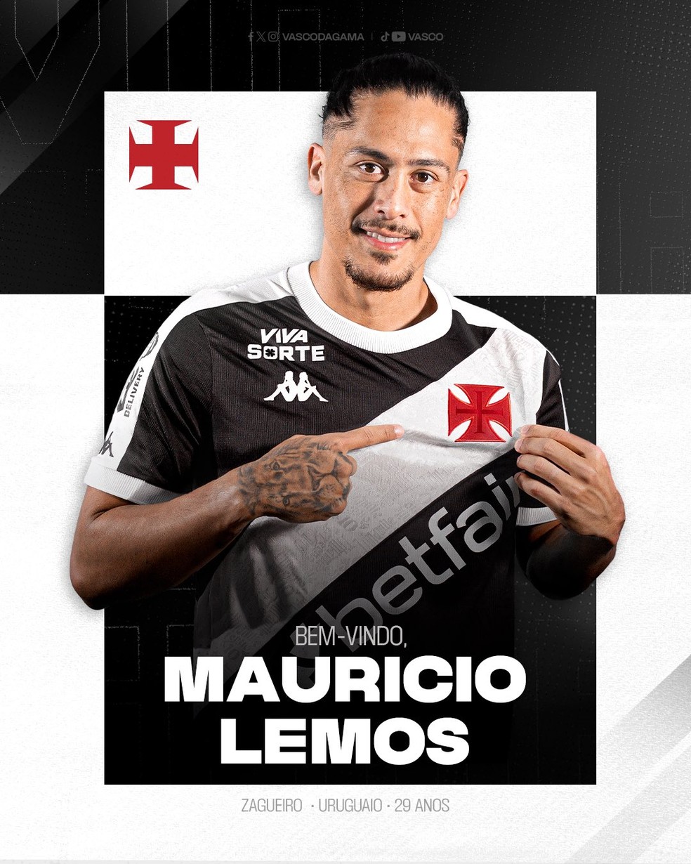 Vasco anuncia contratação do zagueiro Maurício Lemos | vasco | ge