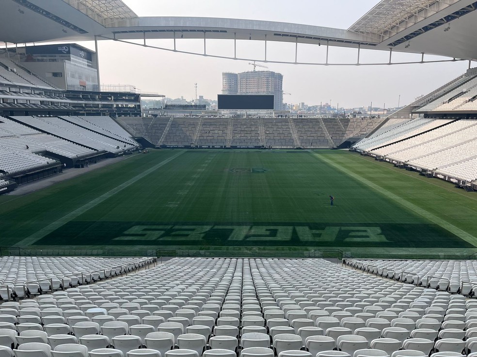 Situação do gramado e cadeiras removidas: Corinthians atualiza estado da arena após NFL | corinthians | ge