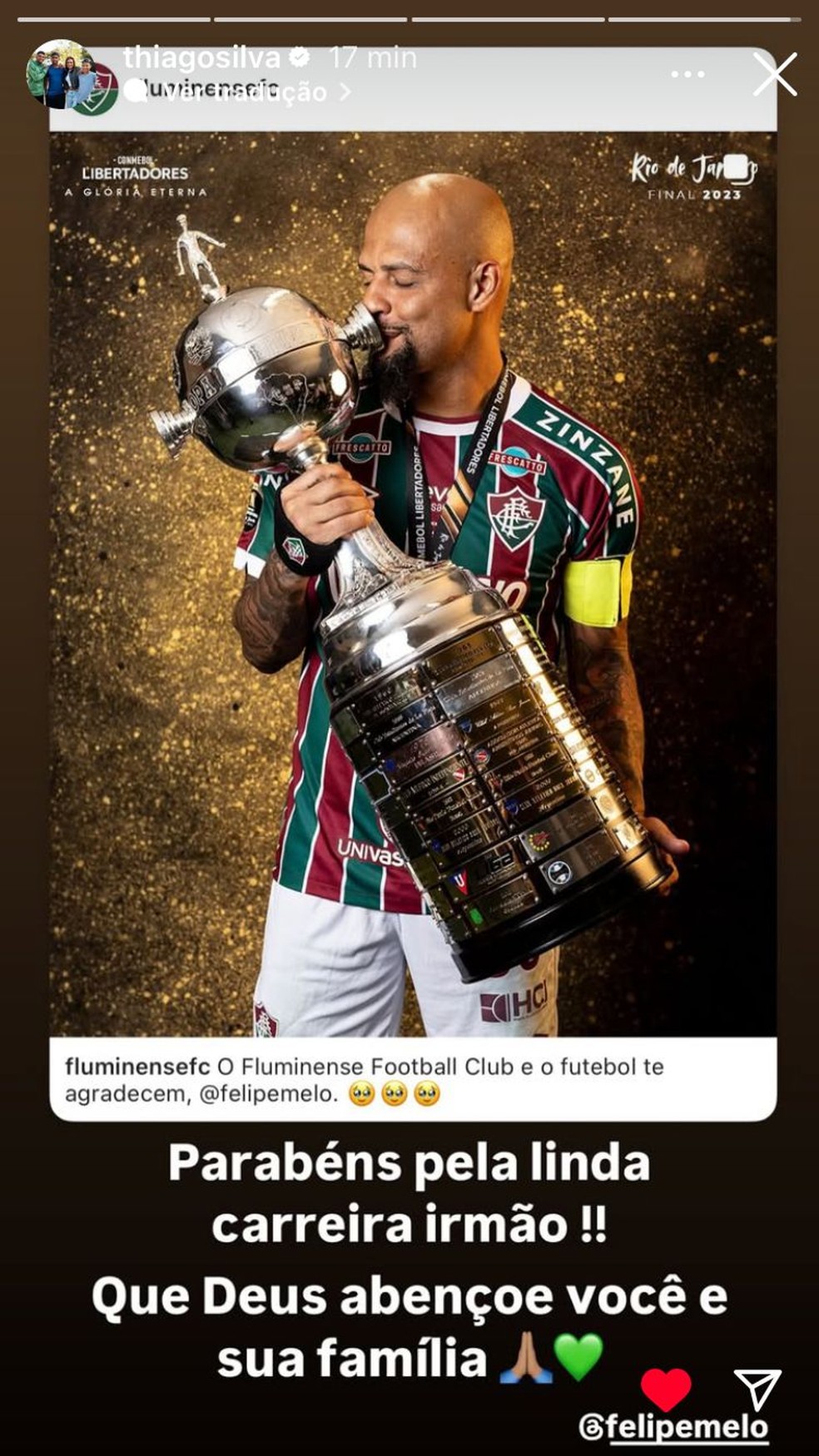 Fluminense e jogadores prestam homenagens a Felipe Melo após anúncio de aposentadoria | fluminense | ge