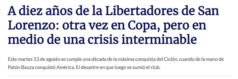 San Lorenzo x Atlético-MG: crise e dez anos da Libertadores são destaques do "Ciclón" em jornais argentinos | atlético-mg | ge