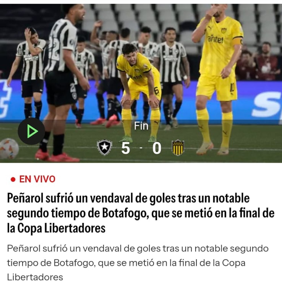 Imprensa uruguaia coloca Botafogo na final após goleada contra Peñarol: "Vendaval de gols" | botafogo | ge