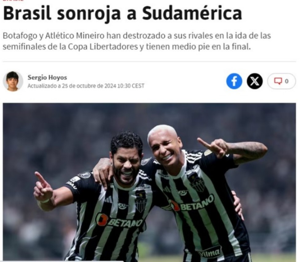 Jornal espanhol destaca vitórias de Botafogo e Atlético-MG: "Brasil deixa a América do Sul envergonhada" | futebol | ge