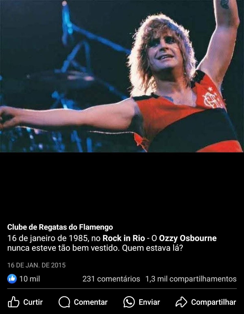 Há 40 anos, Ozzy Osbourne "inaugurava" temporada de shows com camisas do Flamengo; veja | flamengo | ge