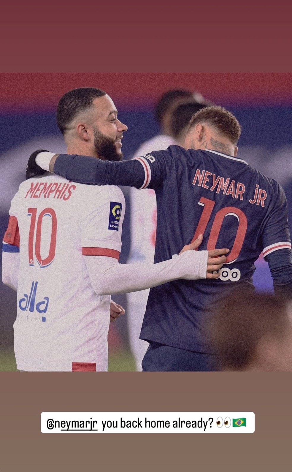 Memphis Depay, do Corinthians, publica foto com Neymar: "Já voltou para casa?" | corinthians | ge